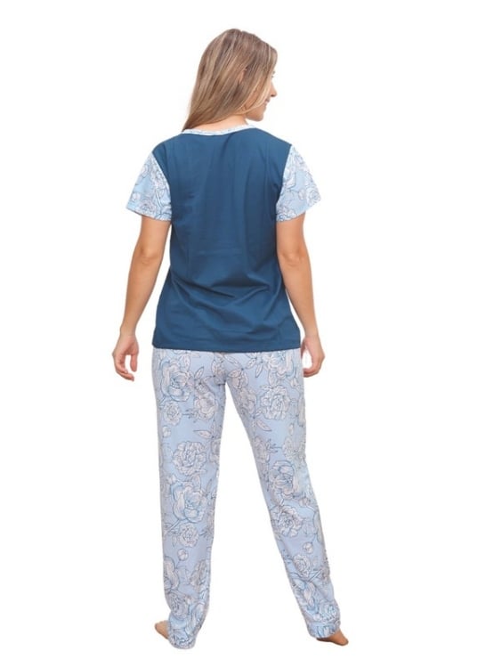 PIJAMA ALGODÓN MUJER INGA PIJAMAS AZUL MARINO FEMINI BOTANIC COBERT BLUE - 2