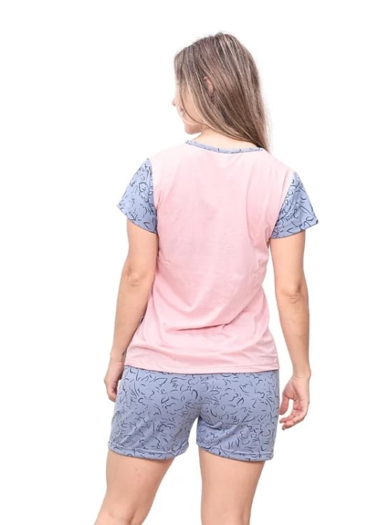 PIJAMA SHORT ALGODÓN MUJER INGA PIJAMAS MELÓN COBERT FLORAL - 2