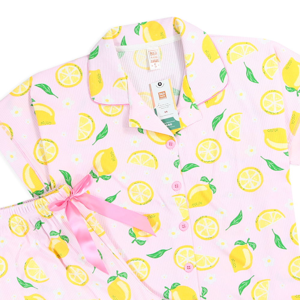 PIJAMA DAMA CLÁSIC LÉMON PINK - INGA PIJAMAS - 4