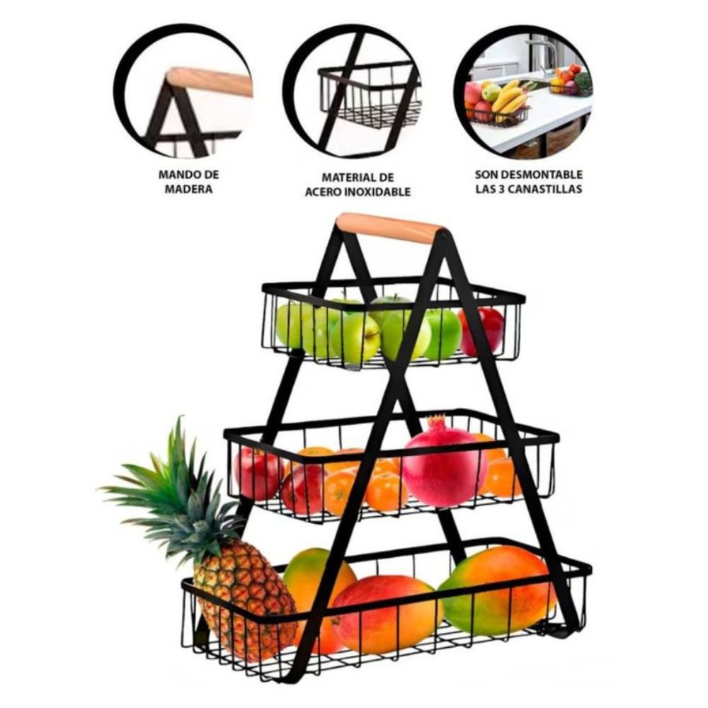 CESTA DE FRUTAS TRIANGULAR DE 3 NIVELES - 1