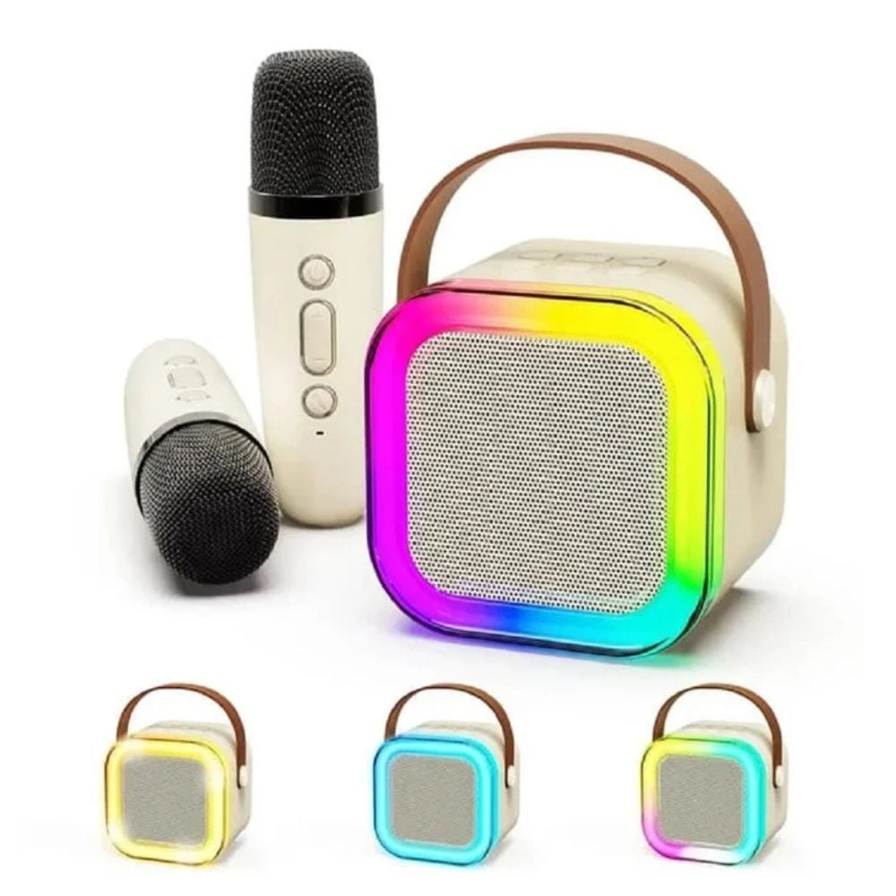 MINI PARLANTE KARAOKE BLUETOOTH CON MICRÓFONO INALÁMBRICO Y LUCES RGB - 1