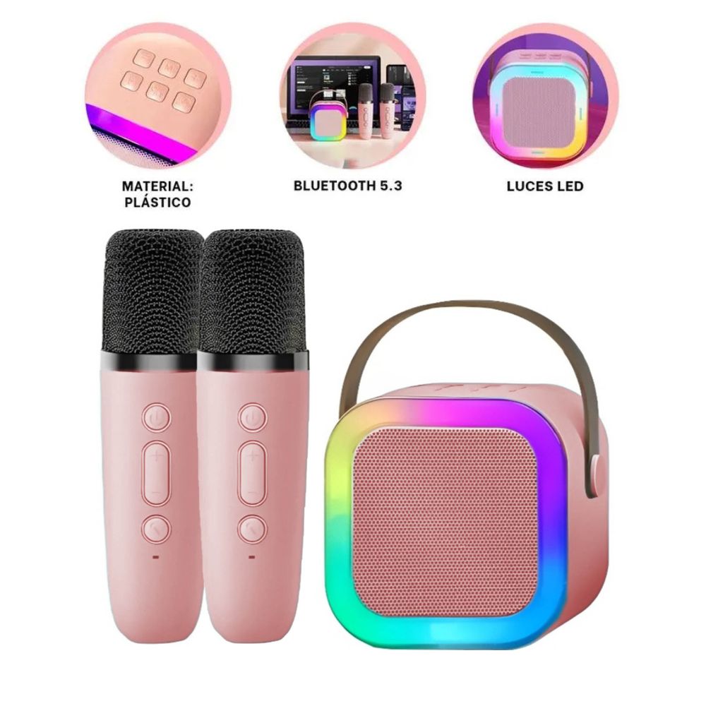 MINI PARLANTE KARAOKE BLUETOOTH CON MICRÓFONO INALÁMBRICO Y LUCES RGB - 2