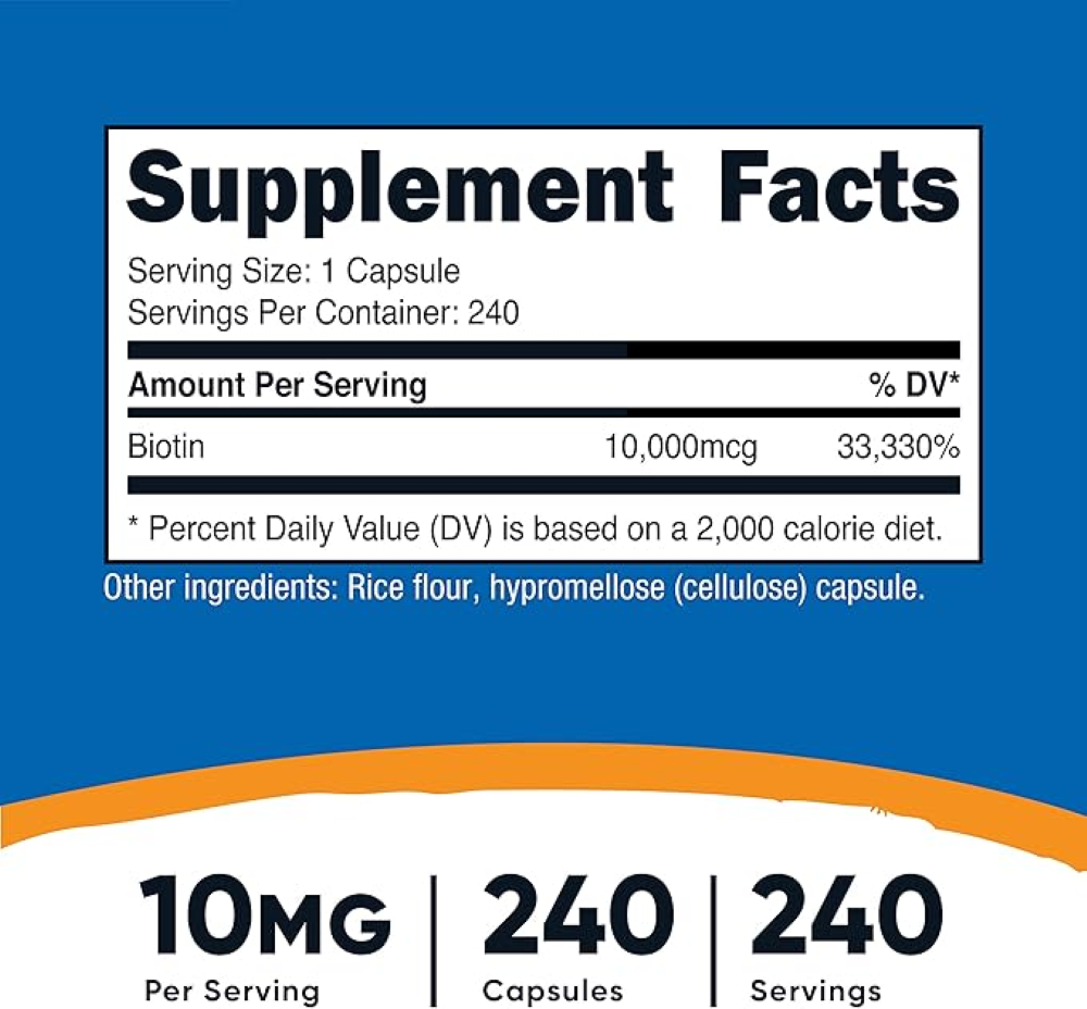 MULTIVITAMÍNICO BIOTINA CRECIMIENTO UÑAS CABELLO NUTRICOST 10,000 MCG 240 CÁPSULAS - 2