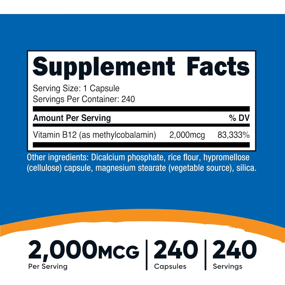 VITAMINA NUTRICOST B12 2000 CIANOCOBALAMINA MCG IMPORTADA CAPSULAS - 3