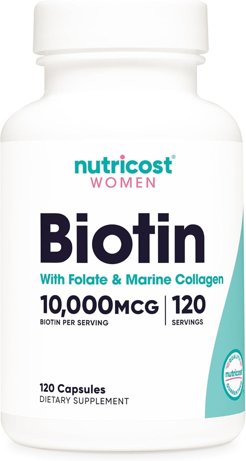 NUTRICOST BIOTIN PARA MUJER 10000 MCG CON COLAGENO MARINO Y FOLATO - 1