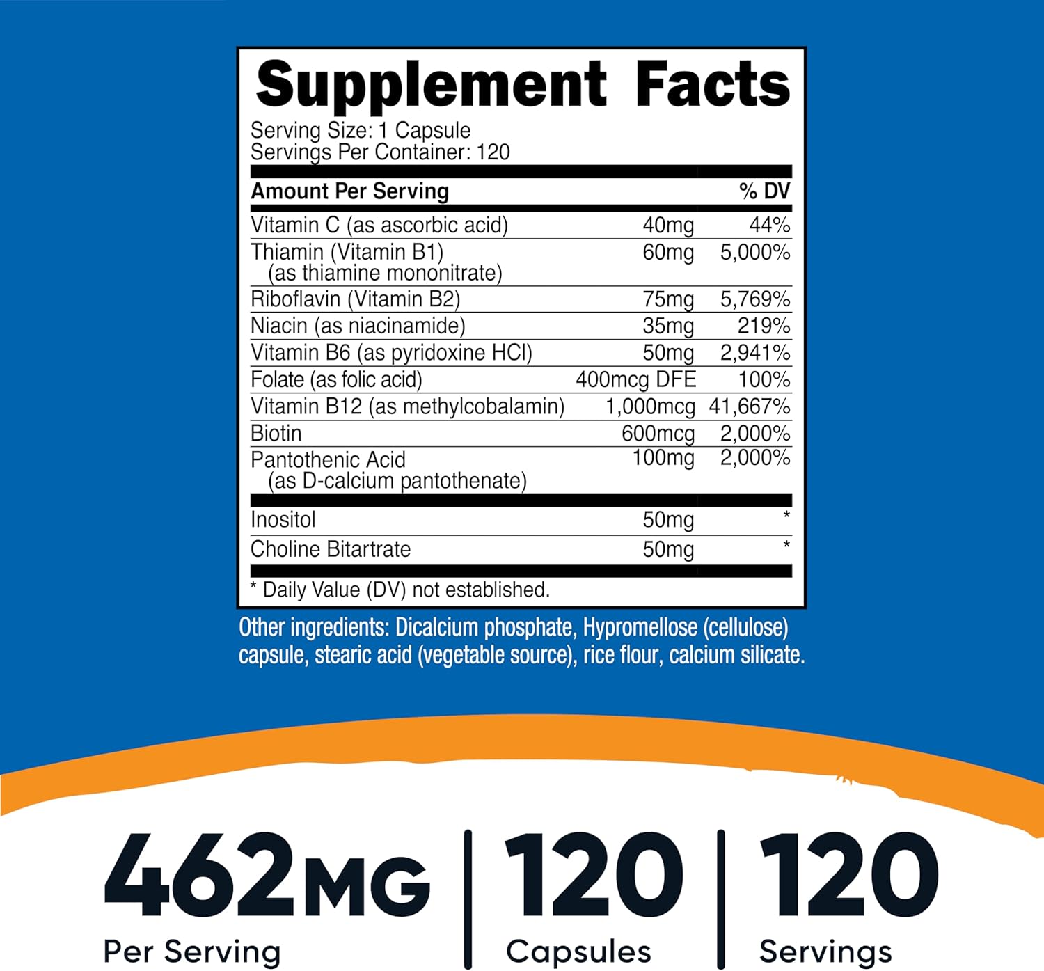 NUTRICOST VITAMIN B COMPLEX 462MG 120 CAPSULAS - 2