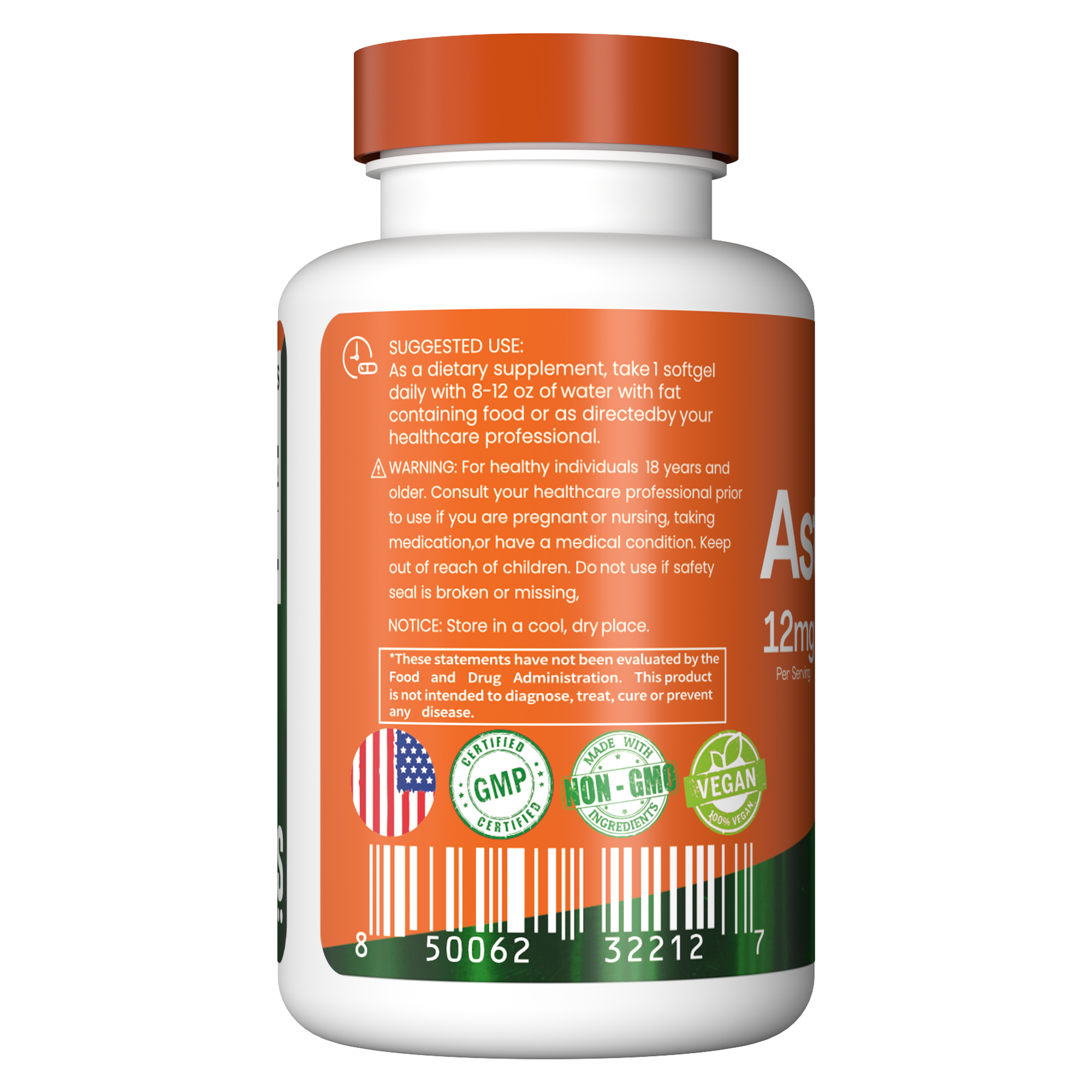 SHAKRA ASTAXANTHIN 12MG ASTAXANTINA 120 CAPSULAS GEL NATURAL - 3