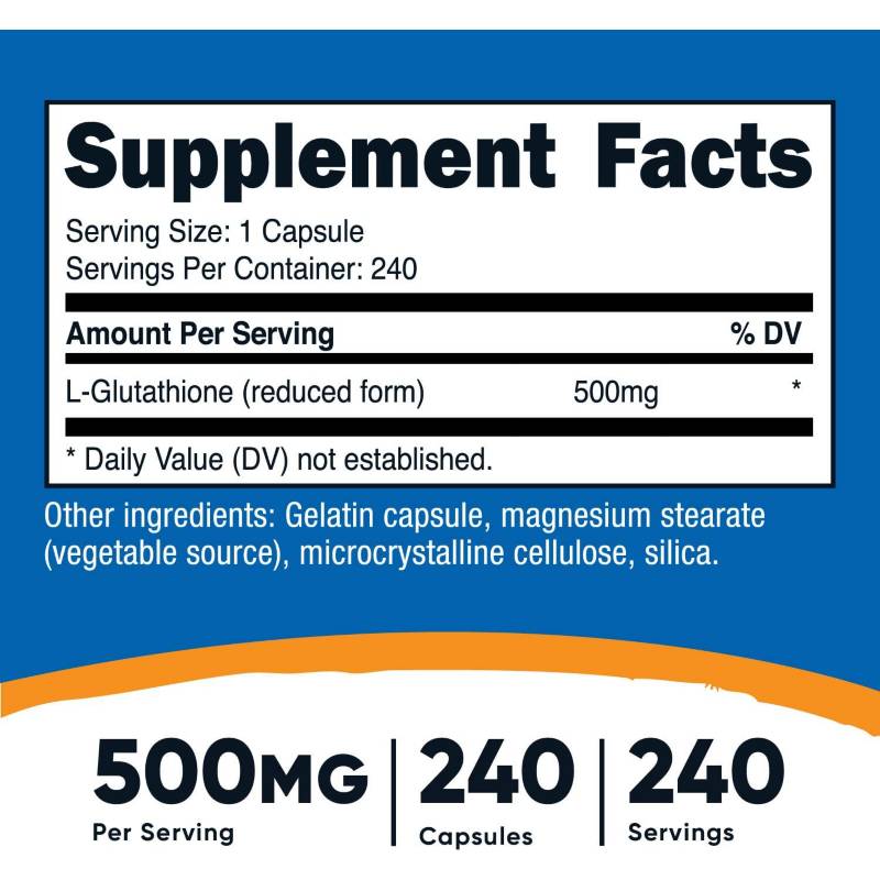 SUPLEMENTO GLUTATION GLUTATHIONE 500 MG 240 CÁPSULAS - 2