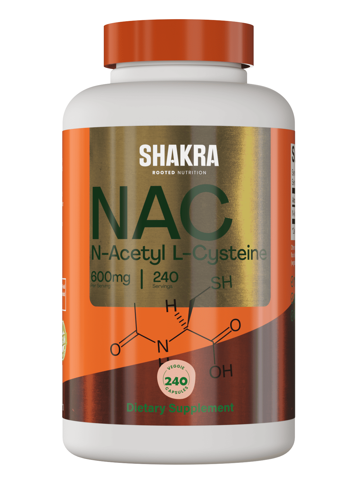 SHAKRA NAC VEGAN N-ACETYL L-CYSTEINE 600MG 240 CAPSULAS - 1