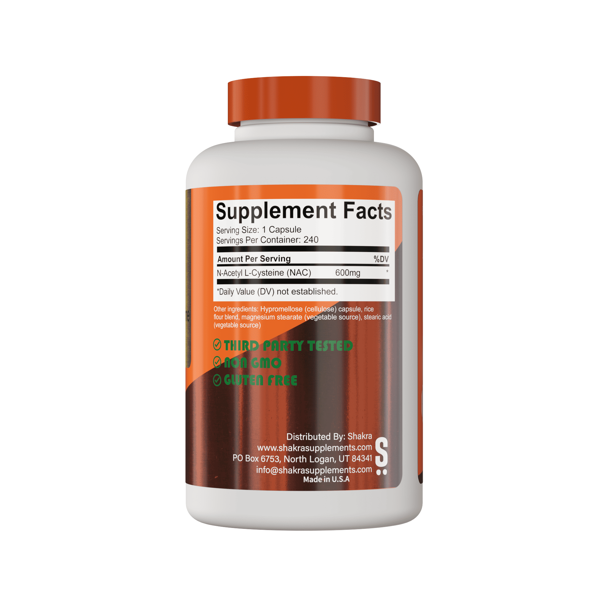 SHAKRA NAC VEGAN N-ACETYL L-CYSTEINE 600MG 240 CAPSULAS - 2