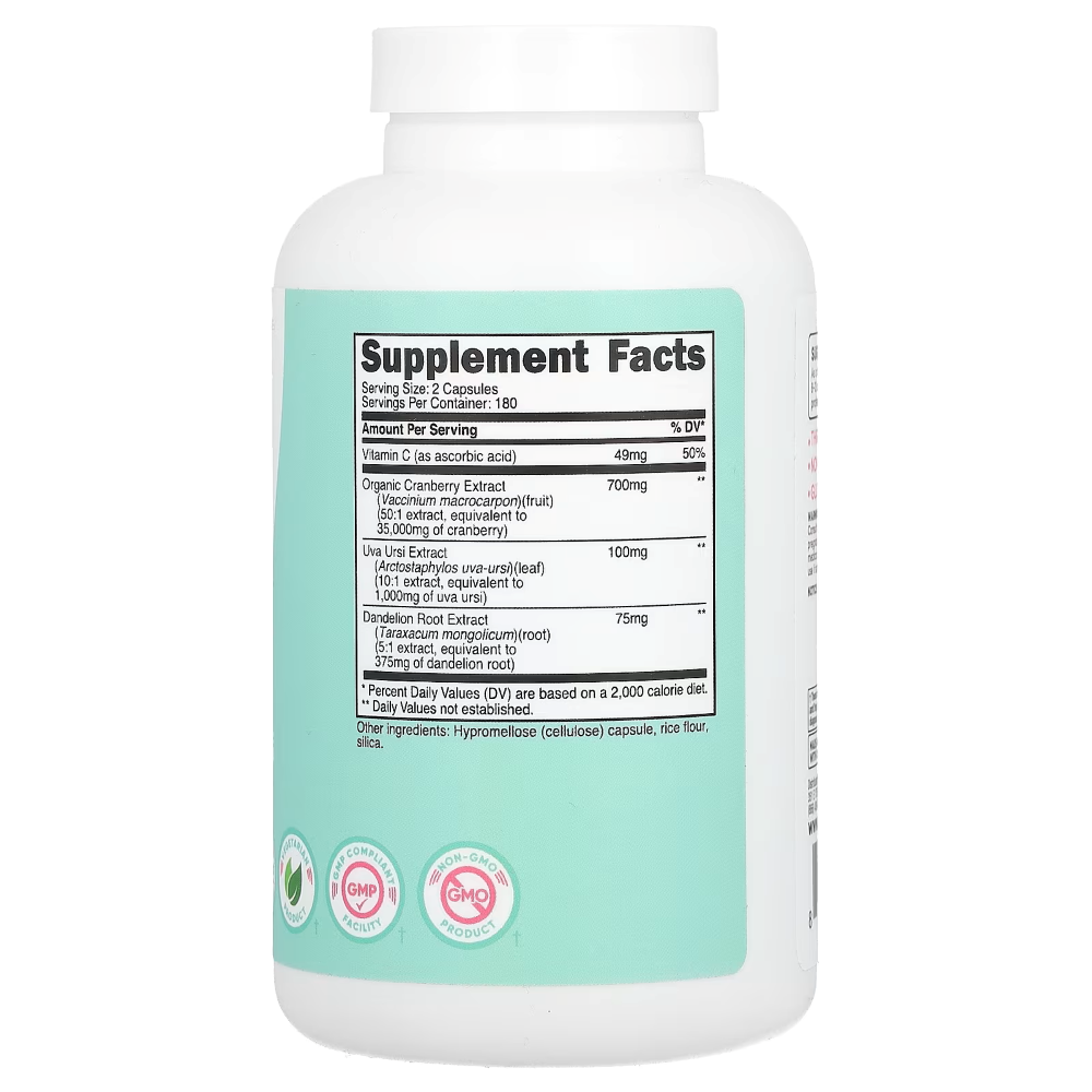 NUTRICOST CRANBERRY CON VITAMINA C UVA URSI 180 CAPSULAS - 2
