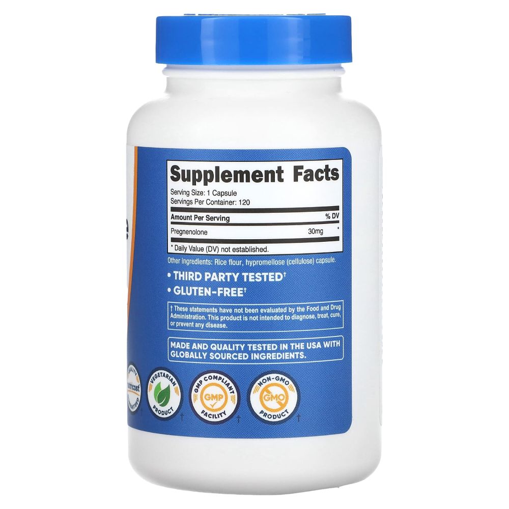 NUTRICOST PREGNENOLONE PREGNENOLONA 30 MG 120 CAPSULES - 2