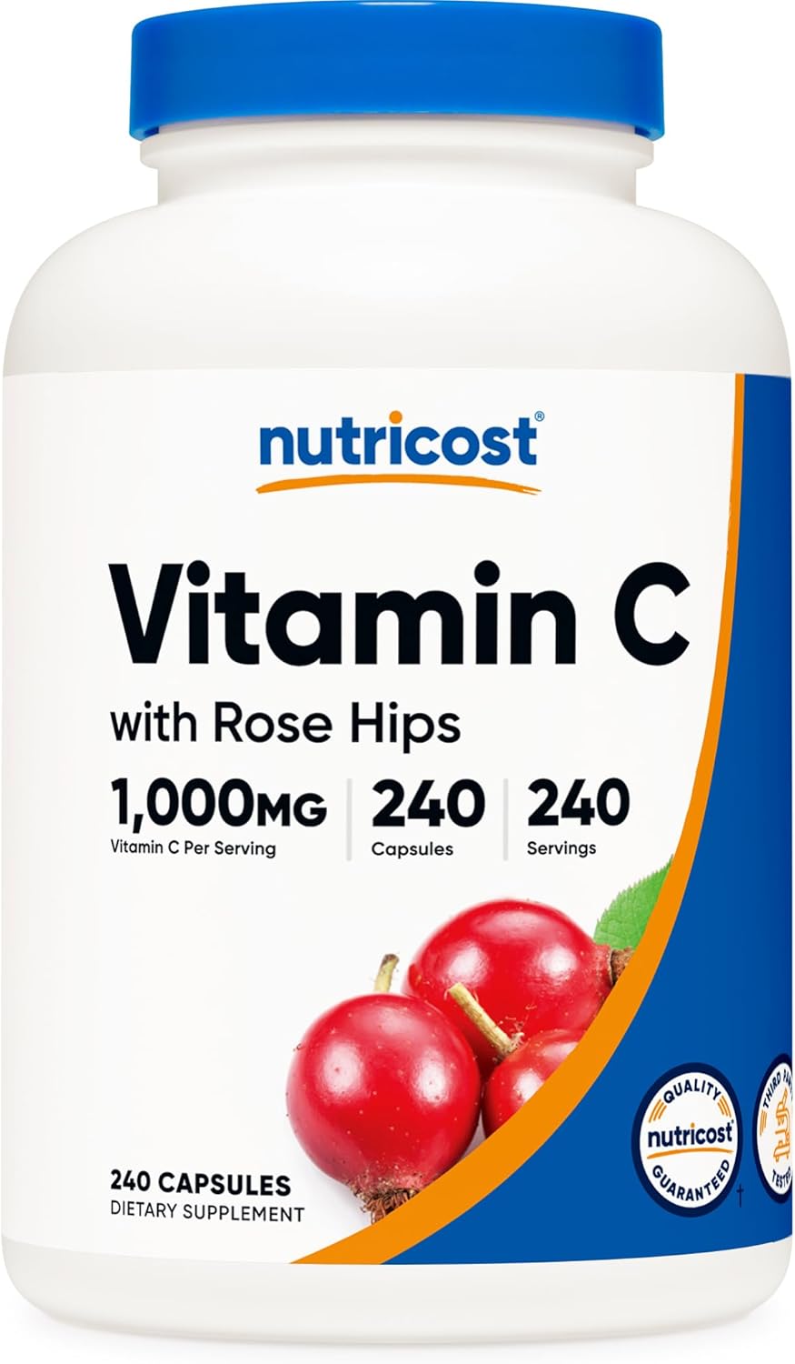VITAMINA C NUTRICOST CON ROSA MOSQUETA ROSE HIPS 240 CAPSULAS - 1