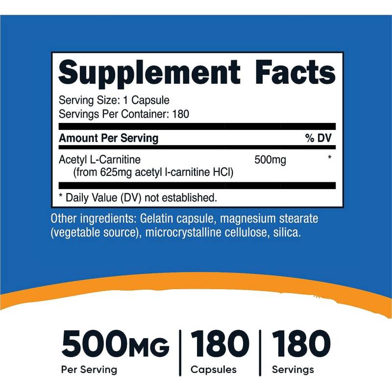 SUPLEMENTO CARNITINE ACETYL L-CARNITINA CÁPSULAS NUTRICOST - 2
