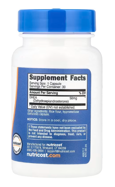 SUPLEMENTOS NUTRICOST DHEA 50 MG 30 CÁPSULAS - 2