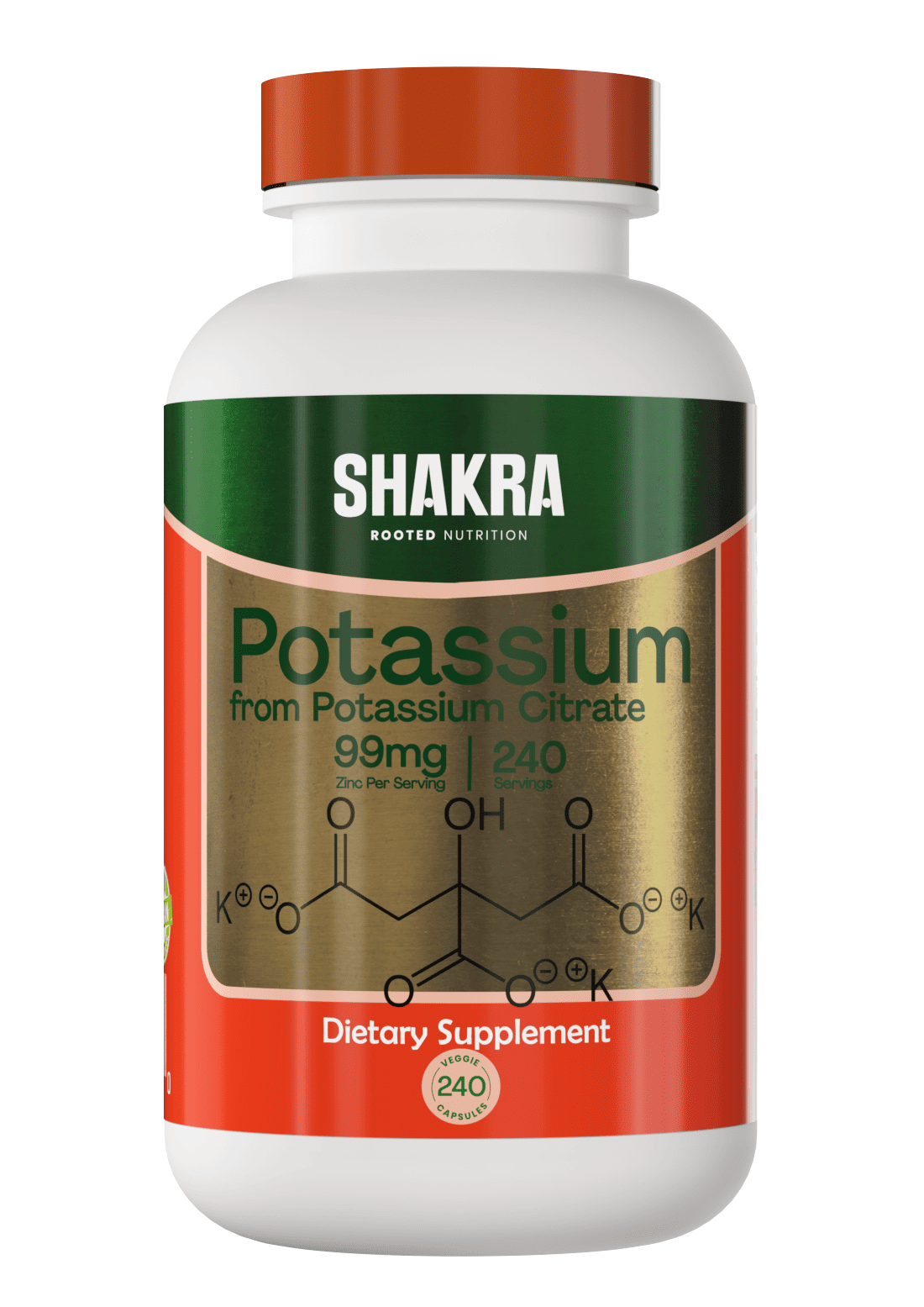 SHAKRA CITRATO DE POTASIO POTASSIUM CITRATE 240 CAPSULAS - 1