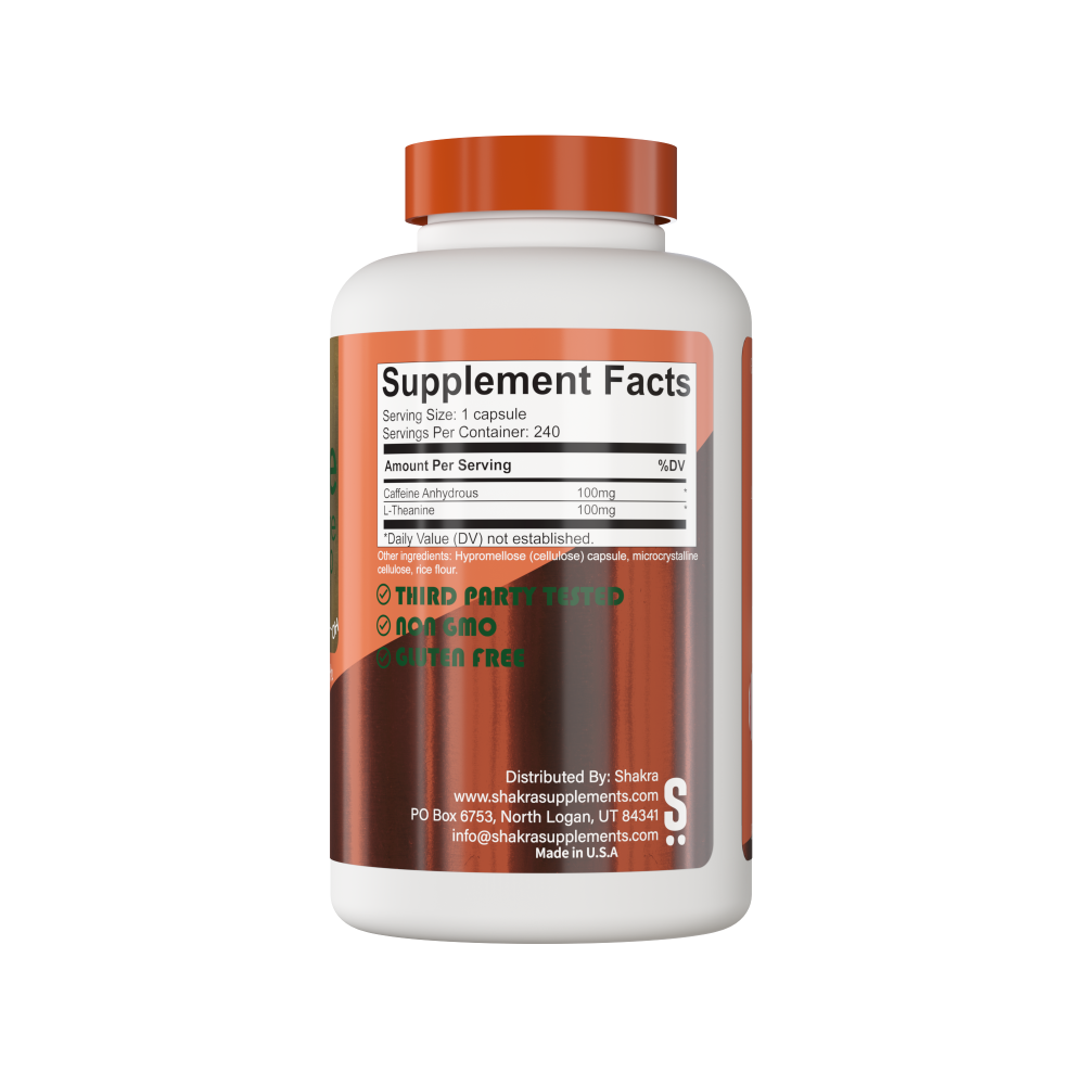 SHAKRA CAFEÍNA 100MG MAS TEANINA 100MG 240 CAPSULAS - 2