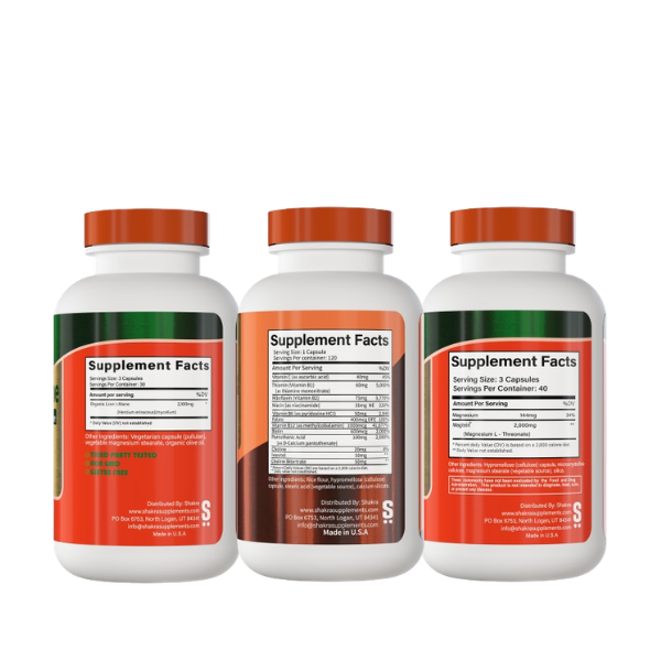 SHAKRA NEURO-PROTECCIÓN Y ENFOQUE (LION'S MANE MUSHROOM 90 cap + MAGTEIN 120 cap + VITAMIN B COMPLEX 120 cap) - 2