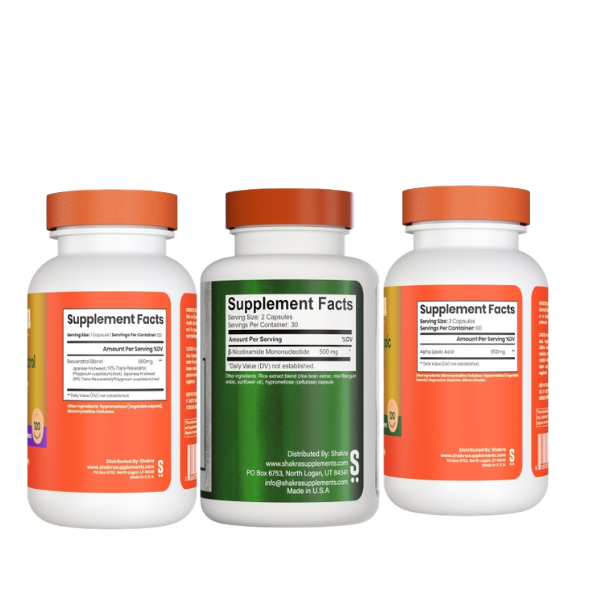 PACK X3 SHAKRA NMN 60 cap + RESVERATROL 120 cap + ALPHA LIPOIC ACID 120 cap - 2