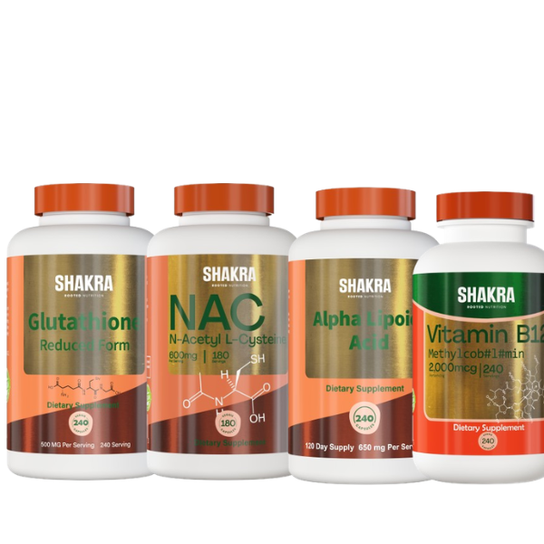 PACK X4 SHAKRA GLUTATHIONE REDUCED FORM 240CAP+ NAC 180CAP+ ALPHA LIPOIC ACID 240CAP+ VITAMIN B12 2000 240CAP - 1