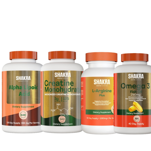 RECOMPOSICIÓN CORPORAL - SHAKRA(ALPHA LIPOIC ACID 240 cap+CREATINE MONOHYDRATE 500 cap+L-ARGININE PLUS 120 cap+OMEGA 3 120 cap) - 1