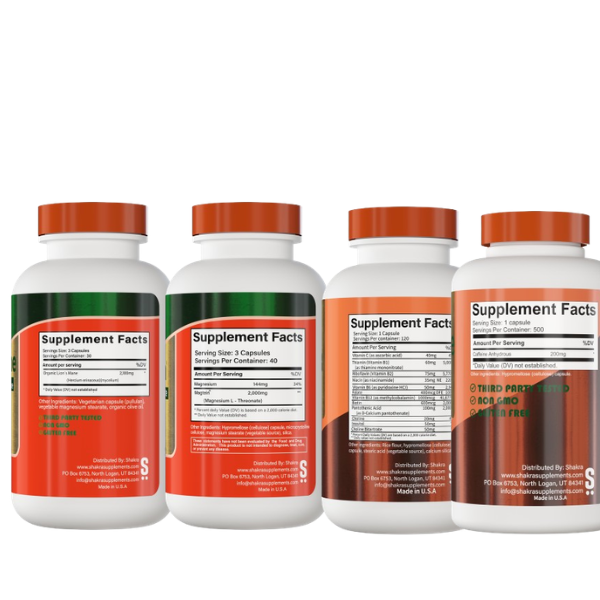 OPTIMIZACIÓN NOOTRÓPICA TOTAL - SHAKRA (LION'S MANE MUSHROOM + MAGTEIN + VITAMIN B COMPLEX 120cap + CAFFEINE 200 mg 500 cap) - 2
