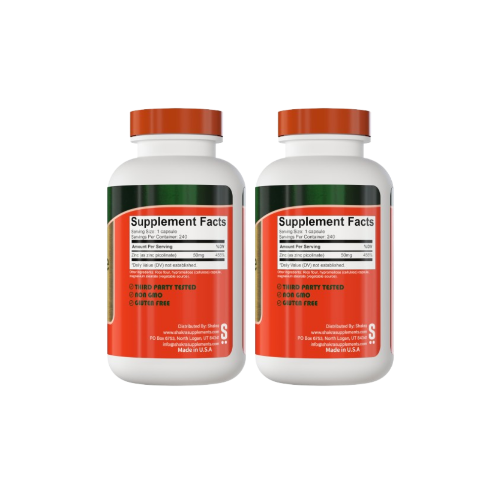 PACK X2 SHAKRA ZINC PICOLINATE PICOLINATO DE ZINC 240 CAPSULAS - 2