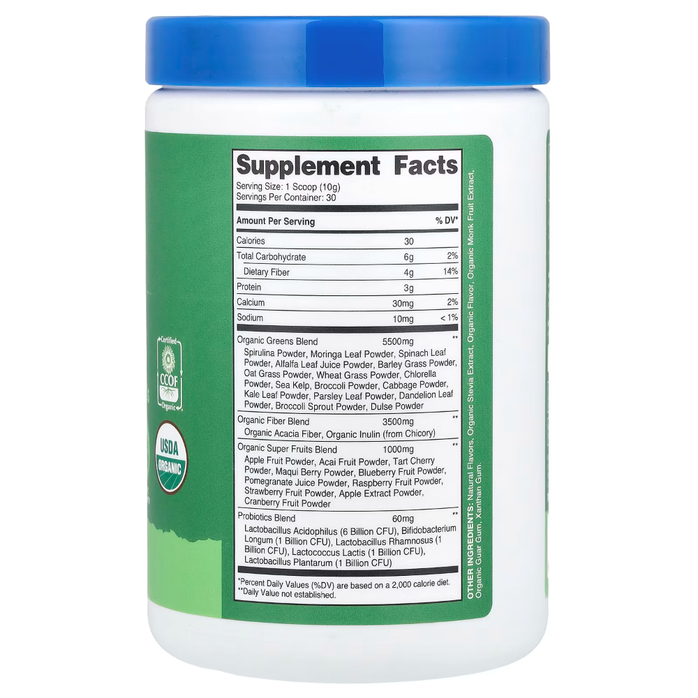 NUTRICOST ORGANIC SUPER GREENS POWDER POLVO DE SUPERALIMENTOS VERDES ORGÁNICOS - 2