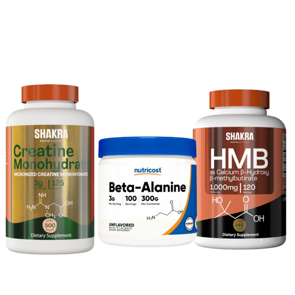 SHAKRA CREATINA 3000MG 500 CAP+ NUTRICOST BETA ALANINA EN POLVO+ SHAKRA HMB 1000MG 240 CAP - 1