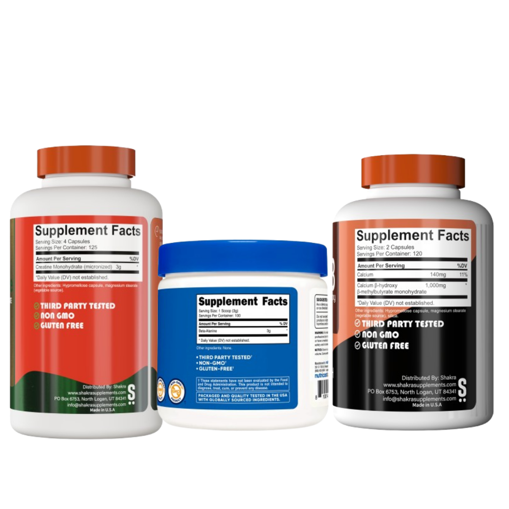 SHAKRA CREATINA 3000MG 500 CAP+ NUTRICOST BETA ALANINA EN POLVO+ SHAKRA HMB 1000MG 240 CAP - 2
