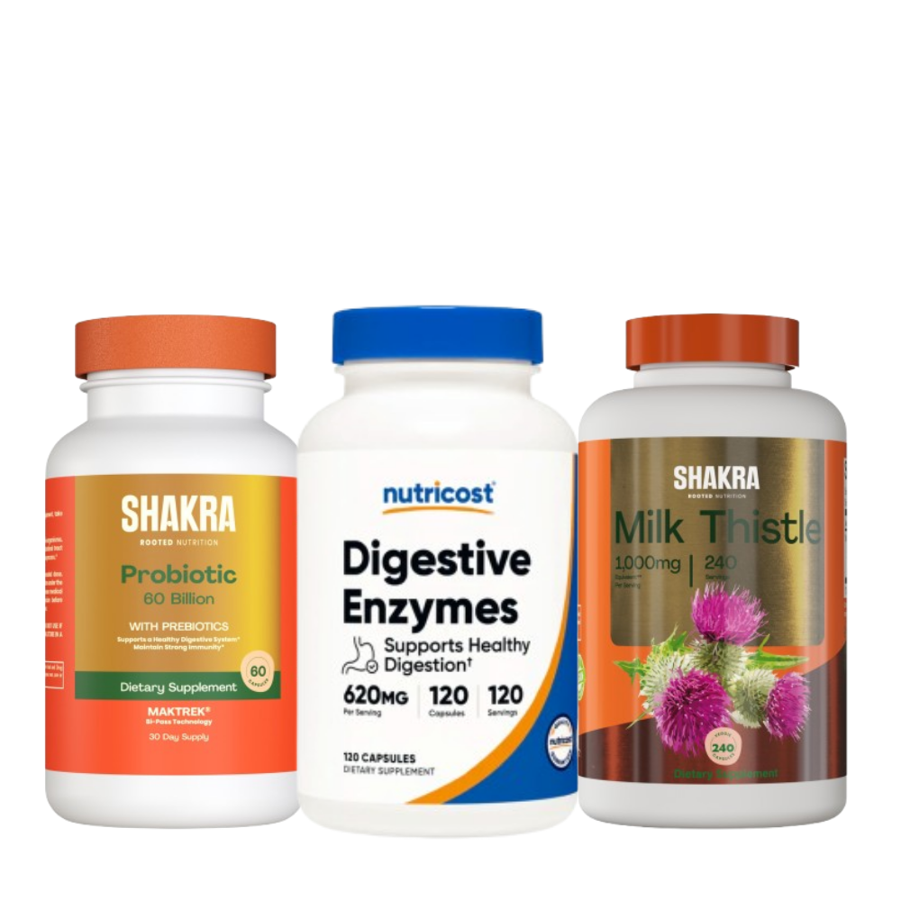 SHAKRA PROBIÓTICO + NUTRICOST ENZIMAS DIGESTIVAS+ SHAKRA CARDO MARIANO MILK THISTLE 240 CAP - 1