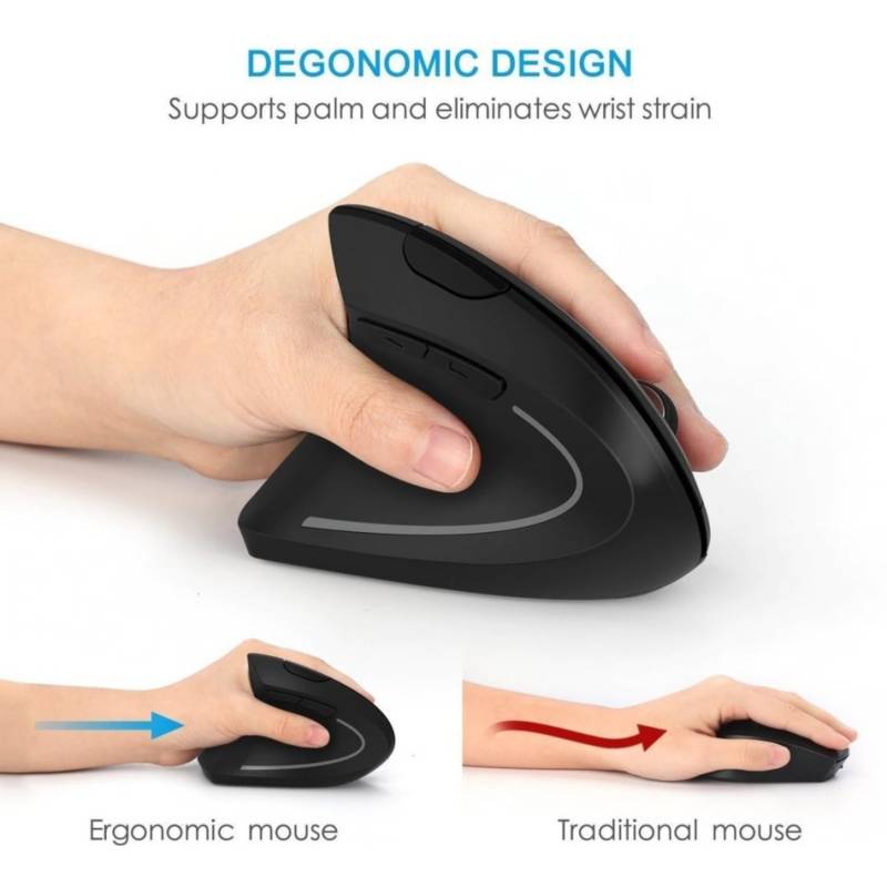 MOUSE VERTICAL RECARGABLE ERGONOMICO USB INALAMBRICO GAMER - ROSA - 6