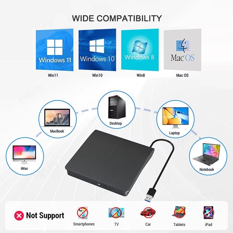 GRABADOR LECTOR DE DVD /CD EXTERNO PORTATIL USB 3.0 - 3