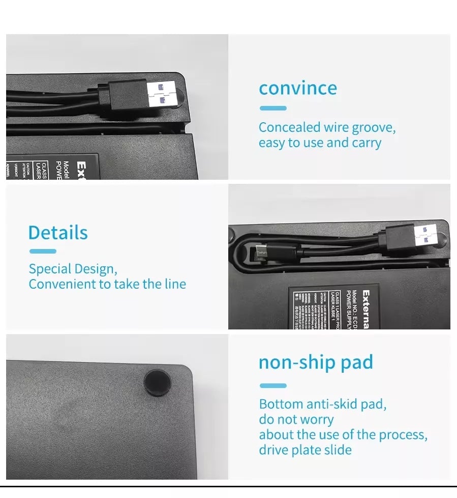 GRABADOR LECTOR DE DVD /CD EXTERNO PORTATIL USB 3.0 - 4
