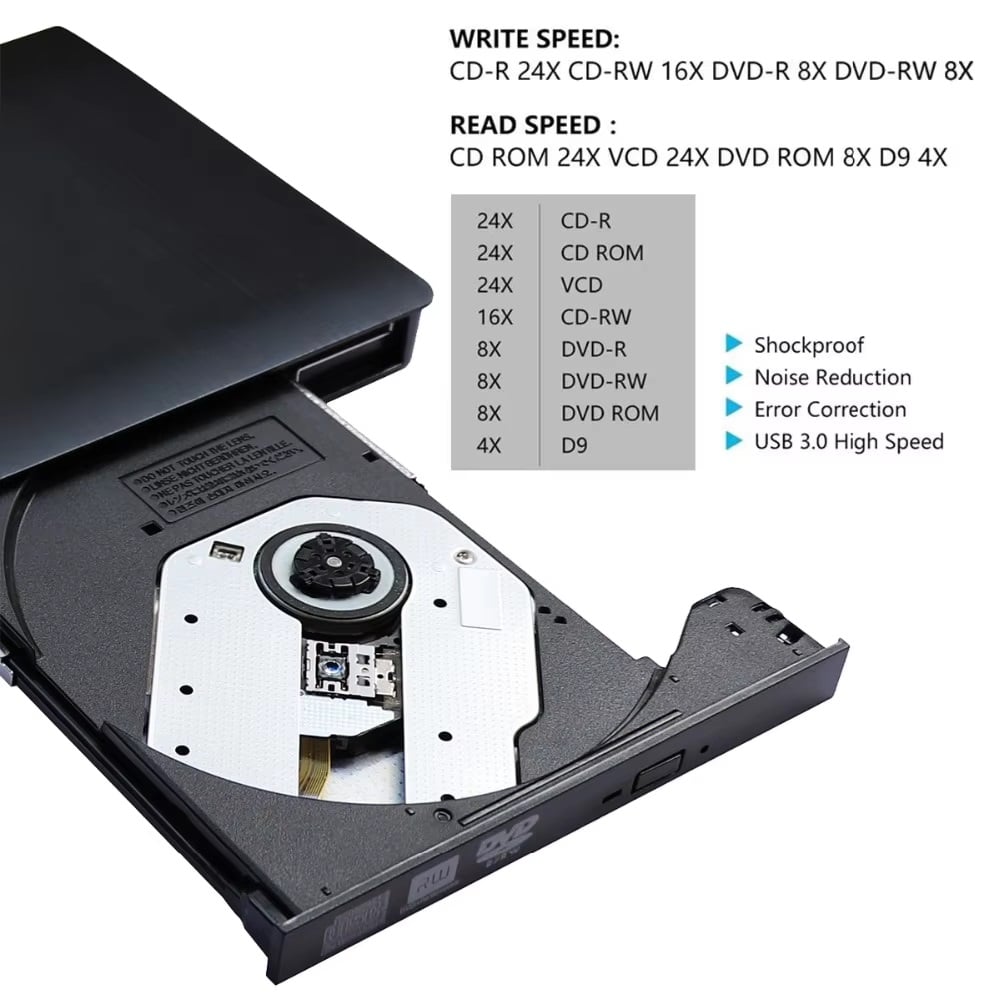 GRABADOR LECTOR DE DVD /CD EXTERNO PORTATIL USB 3.0 - 5