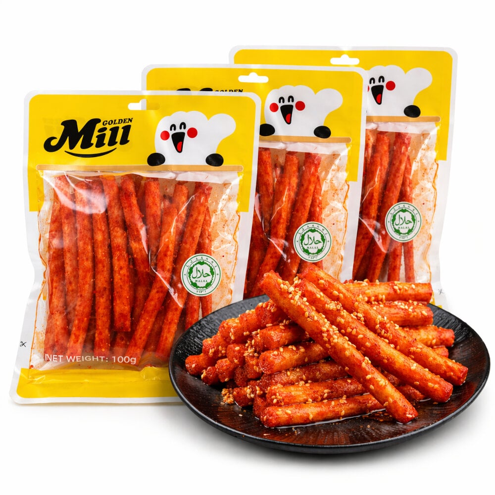 PACK SNACK PALITOS DE SOYA GOLDEN MILL PICANTE CONTENIDO 3U DE 100G - 1