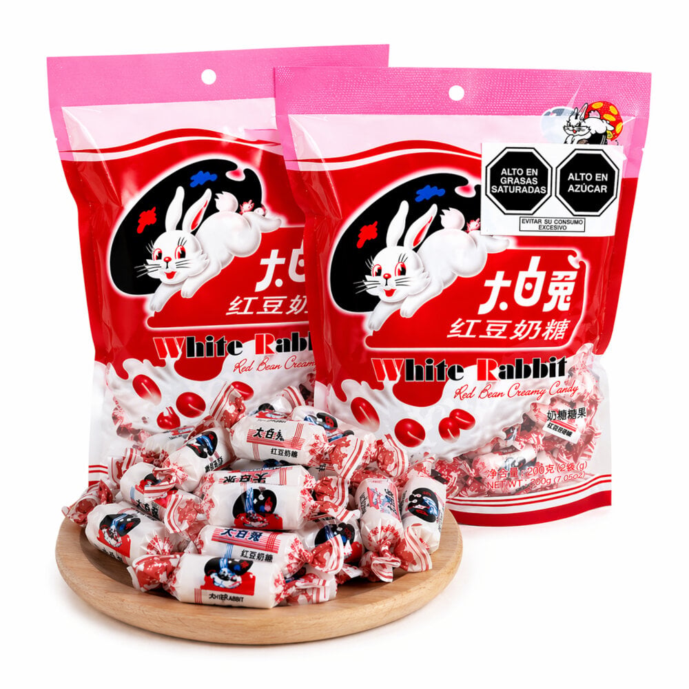 PACK CARAMELOS CREMOSO DE FREJOL ROJO WHITE RABBIT DULCE BLANDO CONTENIDO 2U DE 200GR - 1