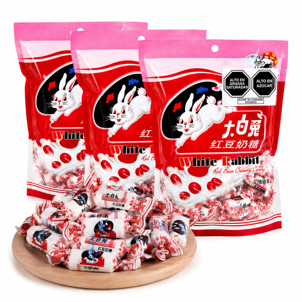 PACK CARAMELOS CREMOSO DE FREJOL ROJO WHITE RABBIT DULCE BLANDO CONTENIDO 3U DE 200GR - 1