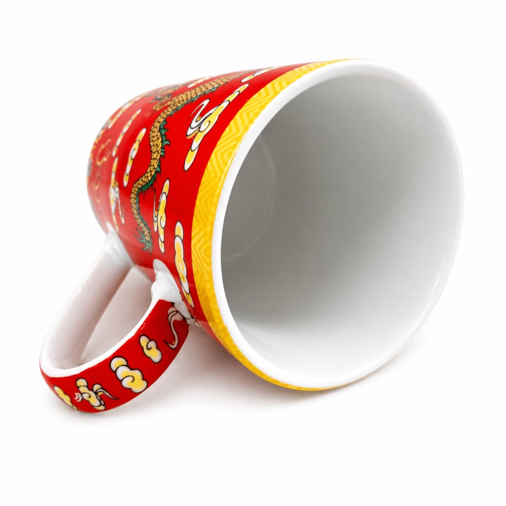 TAZA CERAMICA CON FILTRO ORIENTAL DRAGONES FORTUNA CIELO NUBES CAPACIDAD 270ML - 4