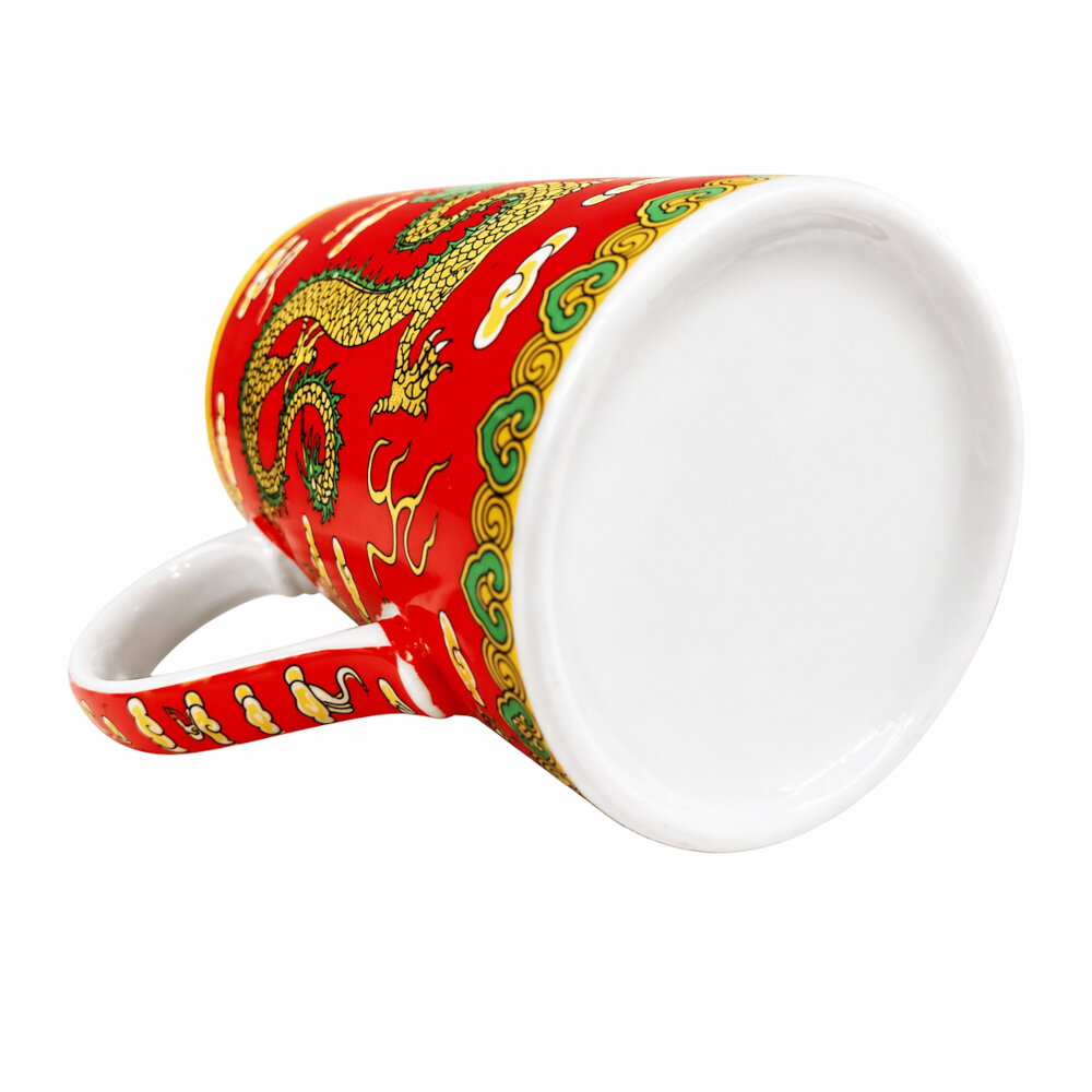 TAZA CERAMICA CON FILTRO ORIENTAL DRAGONES FORTUNA CIELO NUBES CAPACIDAD 270ML - 5