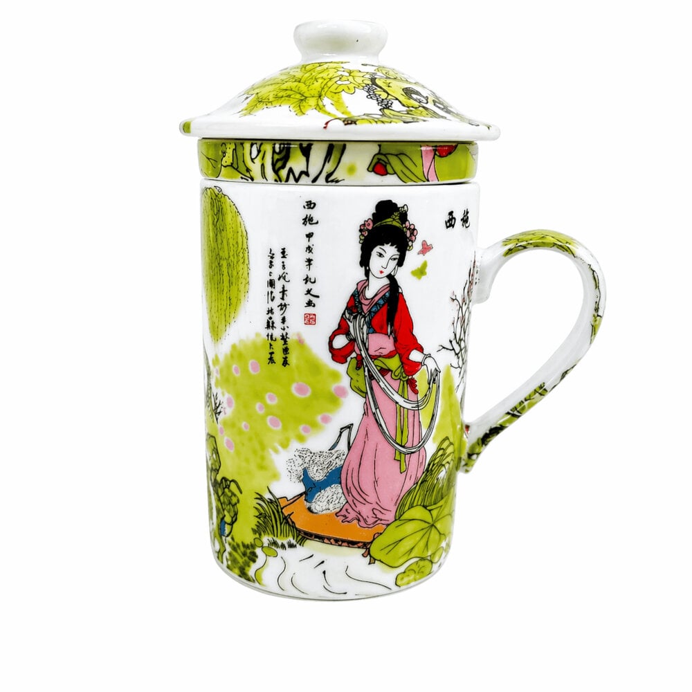 TAZA CERAMICA CON FILTRO ORIENTAL DONCELLAS BOSQUE SAUCE CAPACIDAD 270ML - 1