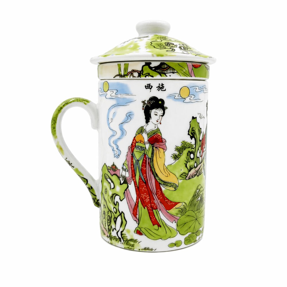 TAZA CERAMICA CON FILTRO ORIENTAL DONCELLAS BOSQUE SAUCE CAPACIDAD 270ML - 3