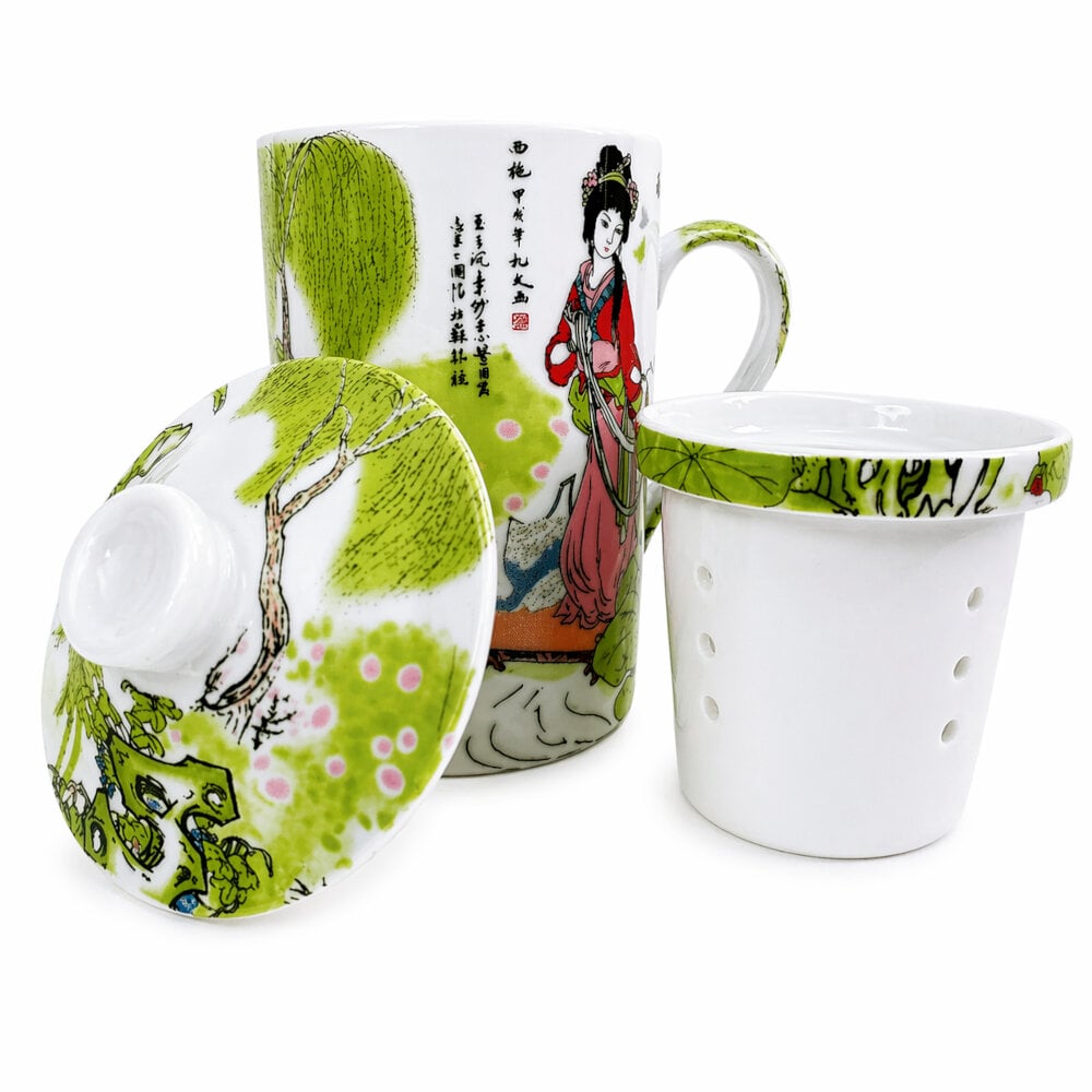 TAZA CERAMICA CON FILTRO ORIENTAL DONCELLAS BOSQUE SAUCE CAPACIDAD 270ML - 5