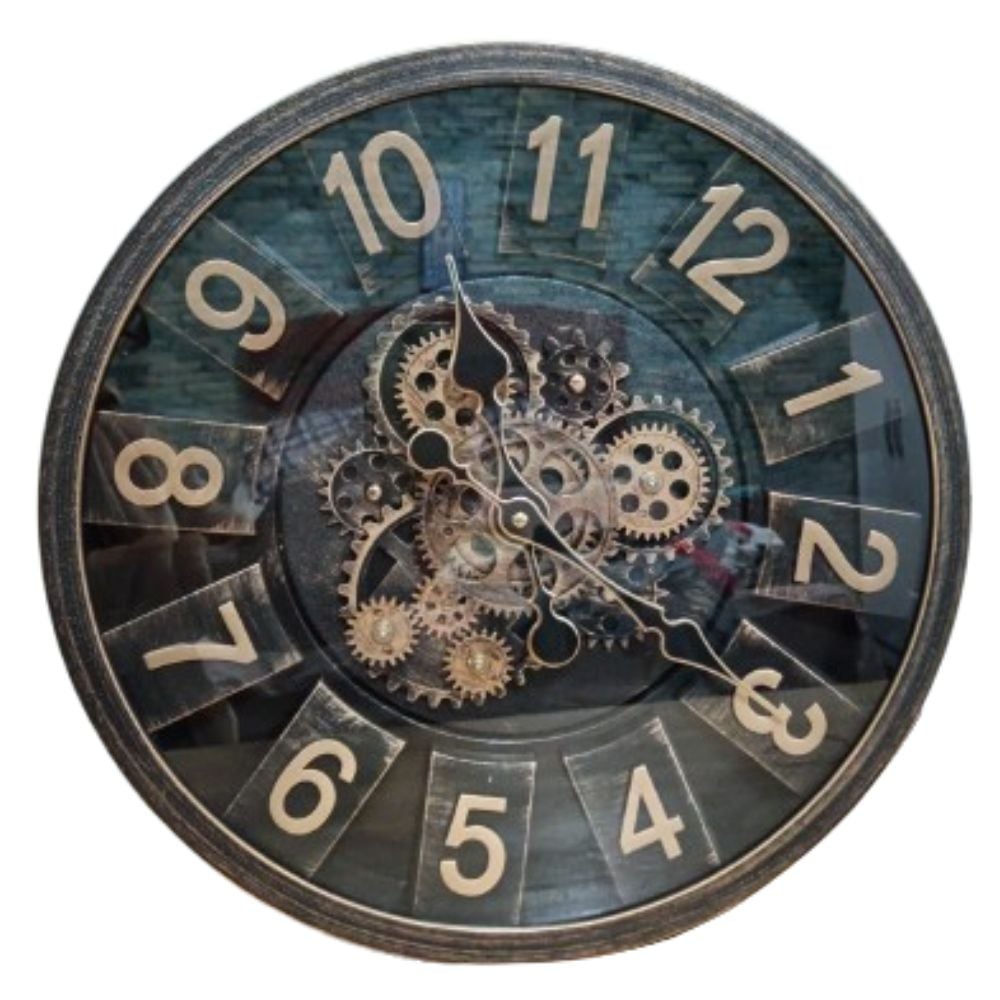 RELOJ DE PARED MECATRONICO COLOR ORO VIEJO Y FABULOSO CON ESTILO CLASICO - 1
