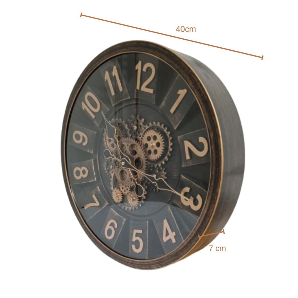 RELOJ DE PARED MECATRONICO COLOR ORO VIEJO Y FABULOSO CON ESTILO CLASICO - 2