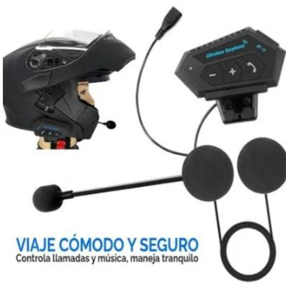 BLUETOOTH PARA CASCO DE MOTO PREMIUM INVREIBLE ATIRUIDO PARA LLAMADAS Y MUSICA - 1