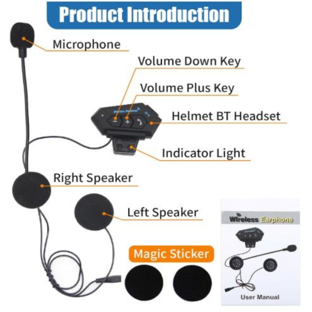BLUETOOTH PARA CASCO DE MOTO PREMIUM INVREIBLE ATIRUIDO PARA LLAMADAS Y MUSICA - 2