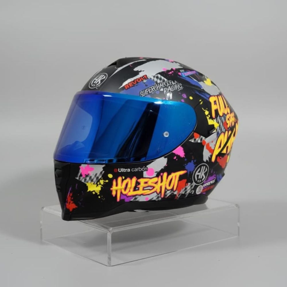 CASCO DE MOTO INTEGRAL SHARGER BOB MULTICOLOR CON VISOR TORNAZOLADO AZUL - 1