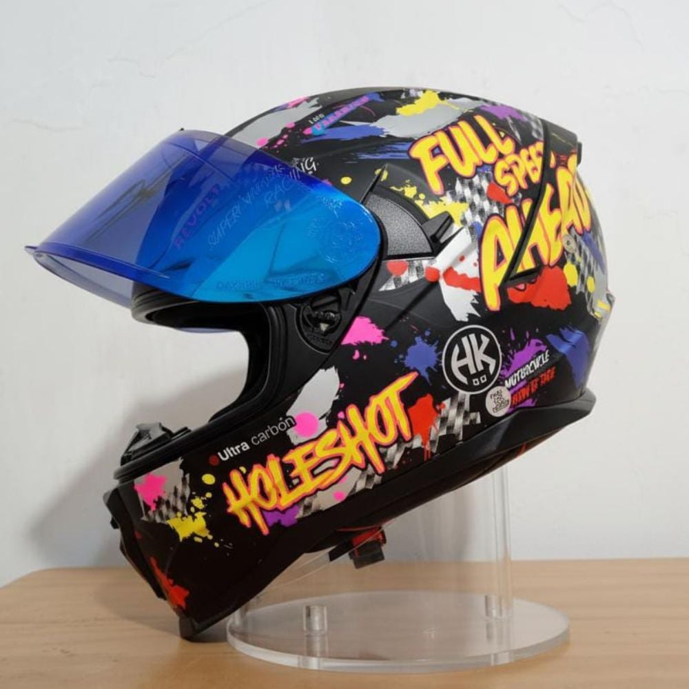 CASCO DE MOTO INTEGRAL SHARGER BOB MULTICOLOR CON VISOR TORNAZOLADO AZUL - 3