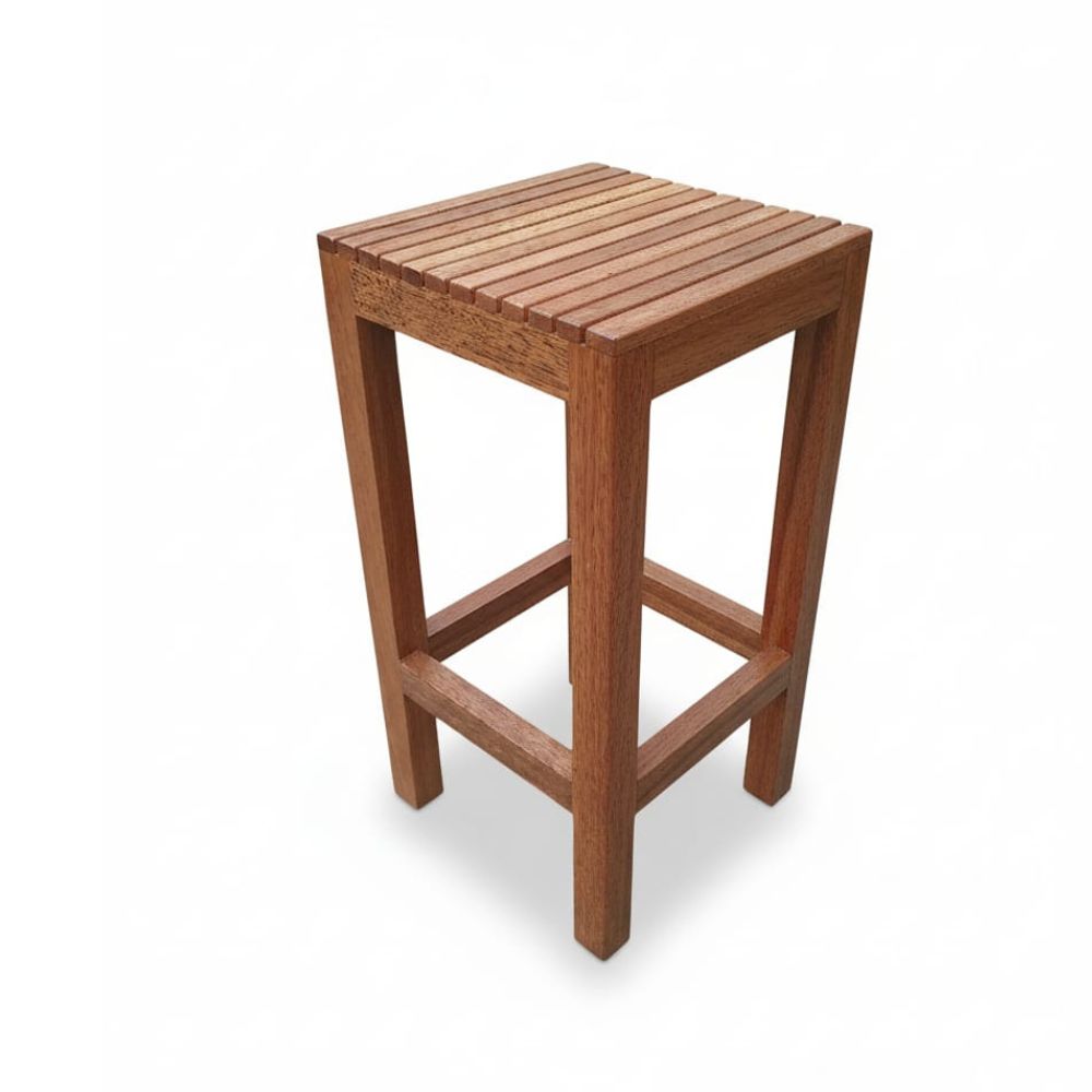 SILLA DE BAR CUADRADA EN MADERA TORNILLO COLOR CARAMELO | 70X35X35 CM - 1
